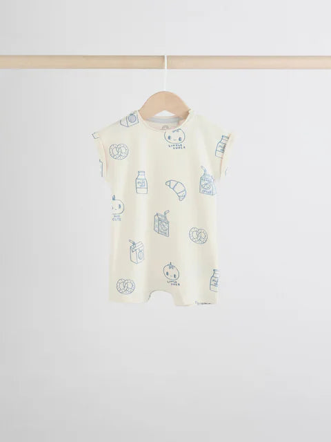 Blue 100% Cotton Baby Rompers 4 Pack