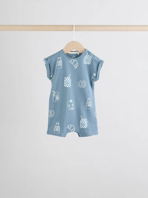 Blue 100% Cotton Baby Rompers 4 Pack