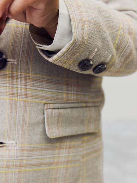 Brown Check Blazer Shirt Trousers and Bow Tie Set