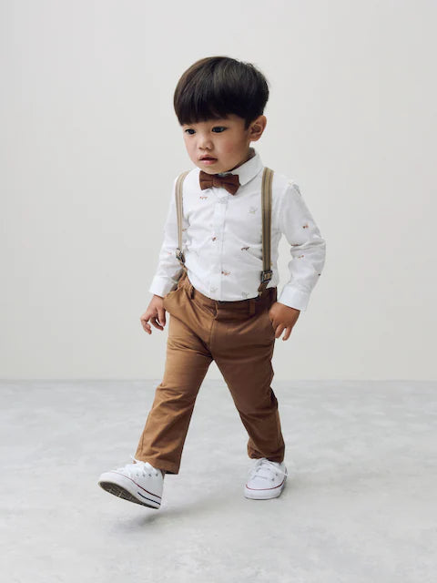 Transport All-Over Printed Shirt, Trousers, Braces & Bow Tie Set