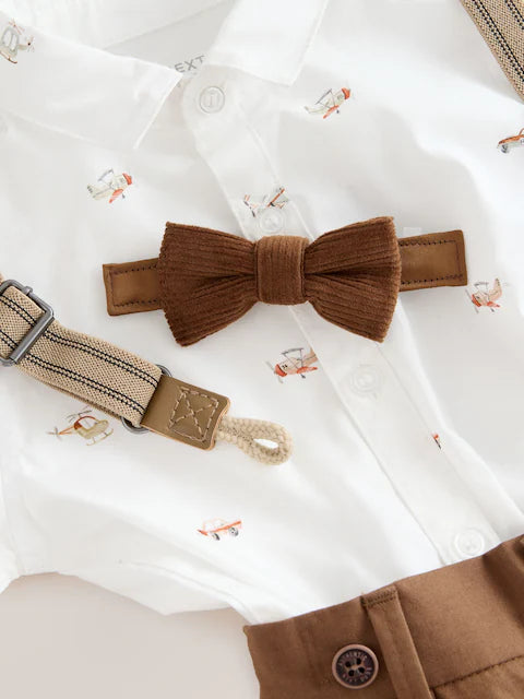 Transport All-Over Printed Shirt, Trousers, Braces & Bow Tie Set