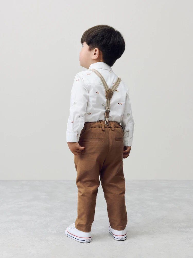 Transport All-Over Printed Shirt, Trousers, Braces & Bow Tie Set