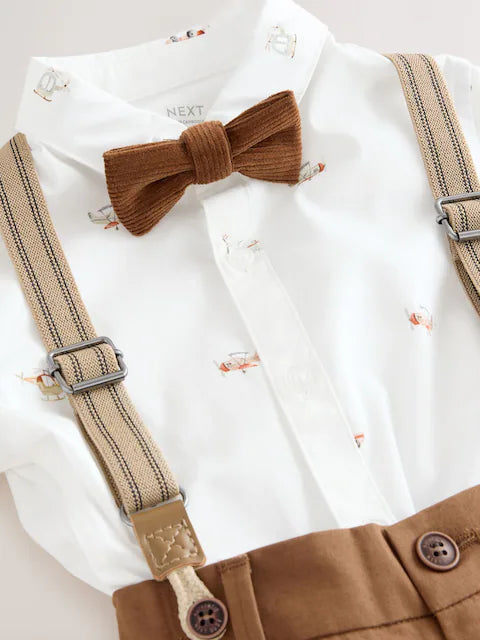 Transport All-Over Printed Shirt, Trousers, Braces & Bow Tie Set