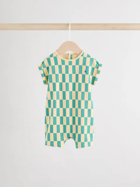 Bright Checkerboard Baby Rompers 3 Pack