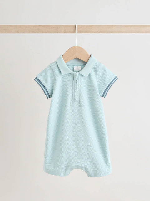 Blue/Navy Textured Baby Rompers 2 Pack