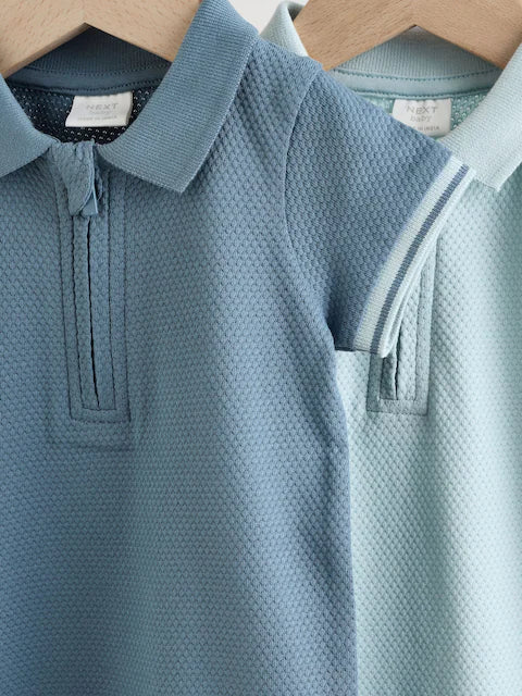 Blue/Navy Textured Baby Rompers 2 Pack