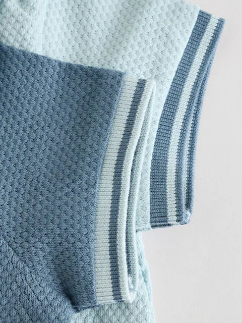 Blue/Navy Textured Baby Rompers 2 Pack