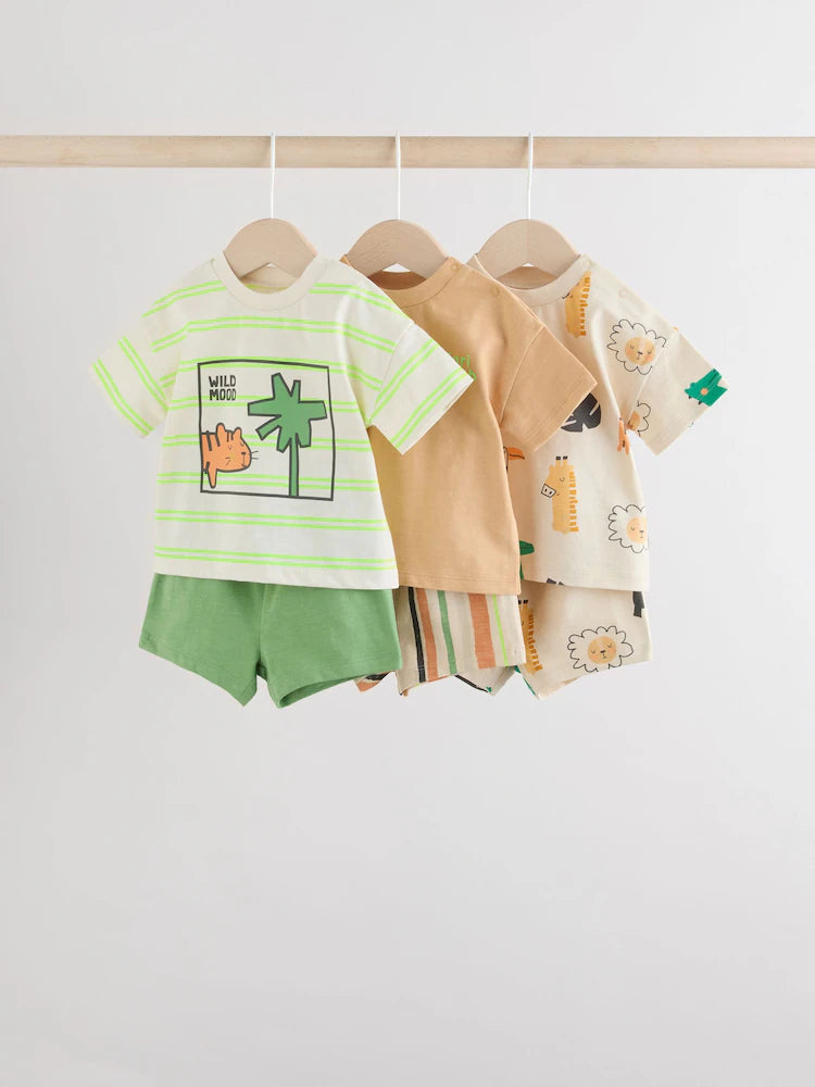 Green Tiger Baby Tops and Shorts Set 6 Piece