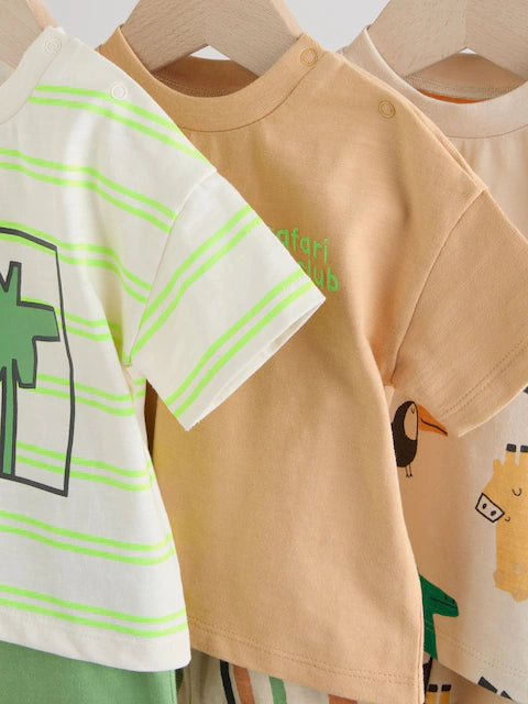 Green Tiger Baby Tops and Shorts Set 6 Piece