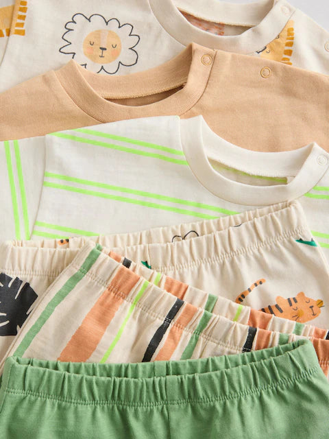 Green Tiger Baby Tops and Shorts Set 6 Piece