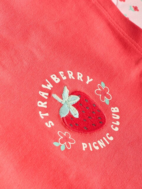 Red/ Pink/ White Strawberry Baby Frill T-Shirt and Shorts Set 6 Piece