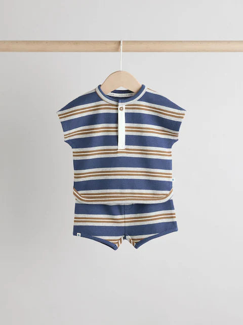 Blue Striped Baby Tops and Shorts Set 6 Piece