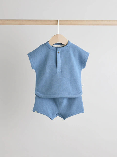 Blue Striped Baby Tops and Shorts Set 6 Piece