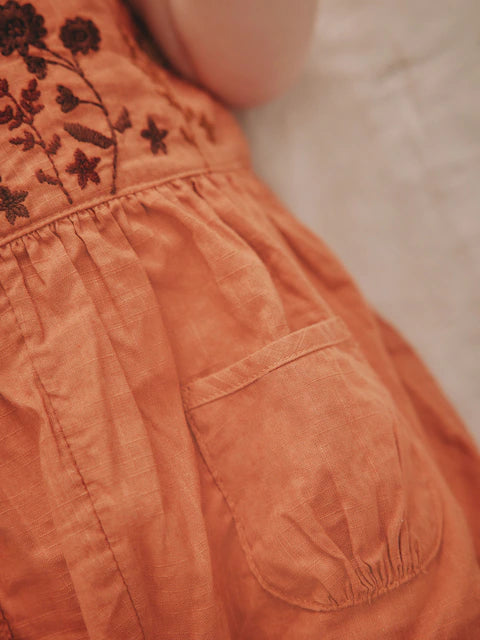 Rust Brown Short Sleeve Baby Bodysuit and Dungarees Set