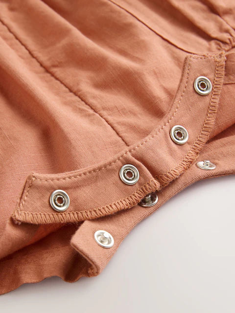 Rust Brown Short Sleeve Baby Bodysuit and Dungarees Set