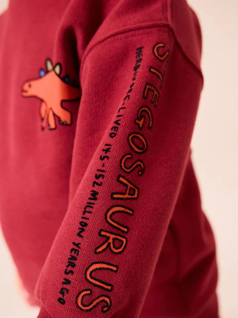 Burgundy Red Dinosaur Spikes Crew Sweatshirt And Joggers Set