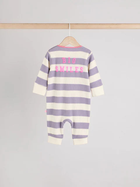 Pink/Purple Two Way Zip Footless Sleepsuits 3 Pack