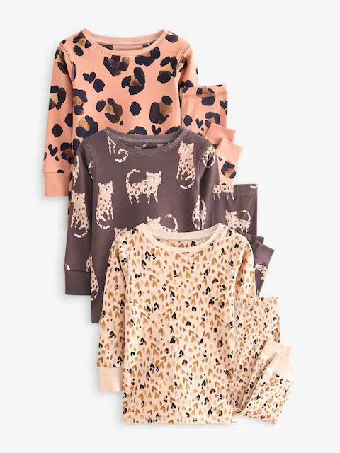Neutral Animal Printed Snuggle Pyjamas 3 Pack