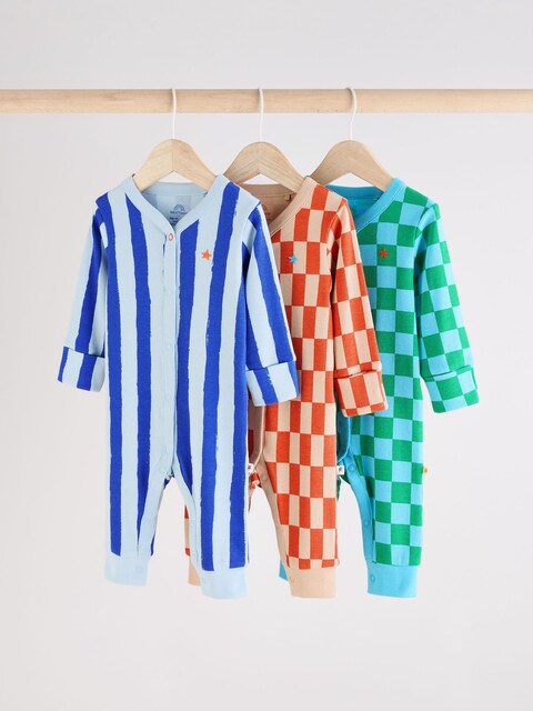 Multi Baby Footless Sleepsuits 3 Pack