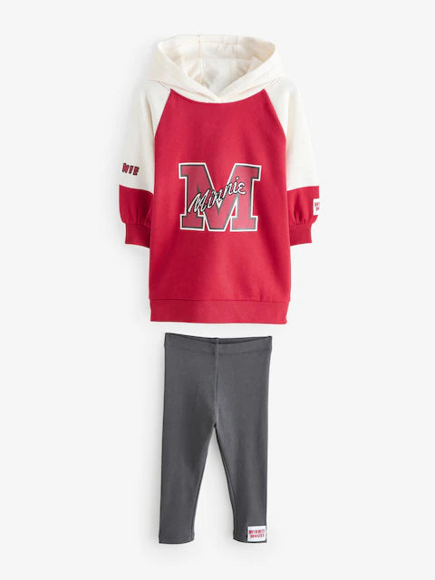 Red Minnie Mouse Sweat Dress and Leggings Set