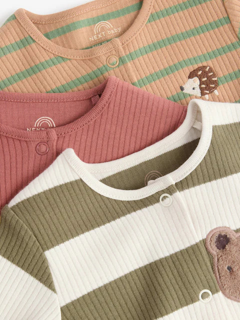 Brown/Khaki Sleepsuits 3 Pack