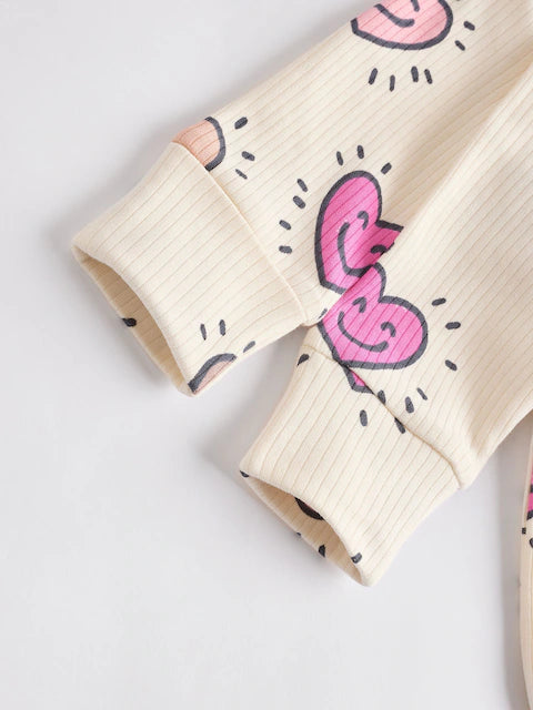 Pink Heart Two Way Zip Sleepsuits 3 Pack