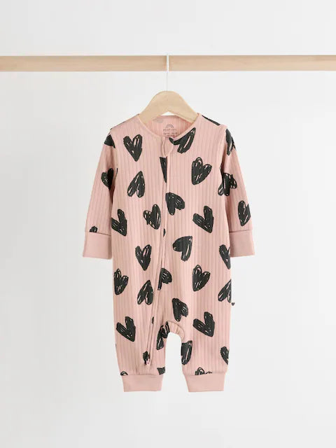 Brown Two Way Zip Footless Sleepsuits 3 Pack