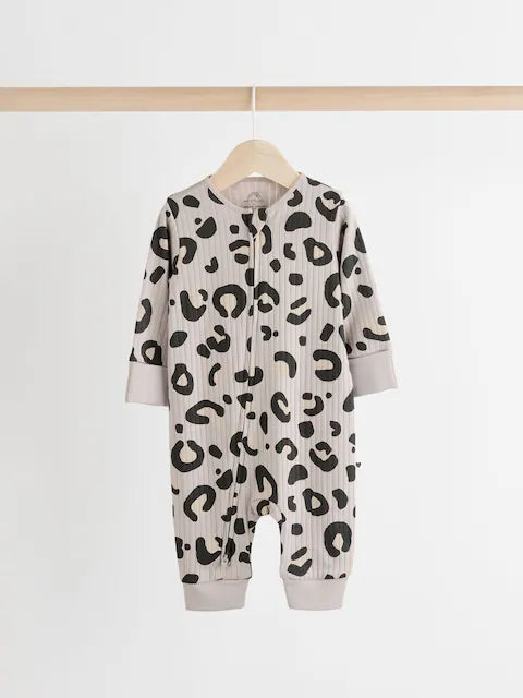 Brown Two Way Zip Footless Sleepsuits 3 Pack