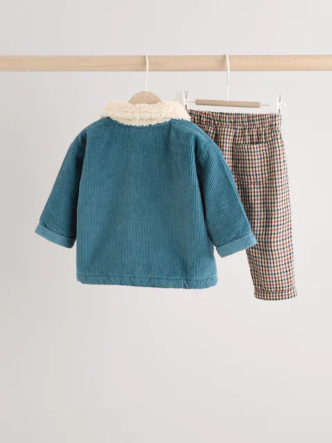 Teal Blue Baby Shirt And Trousers Set 3 Piece