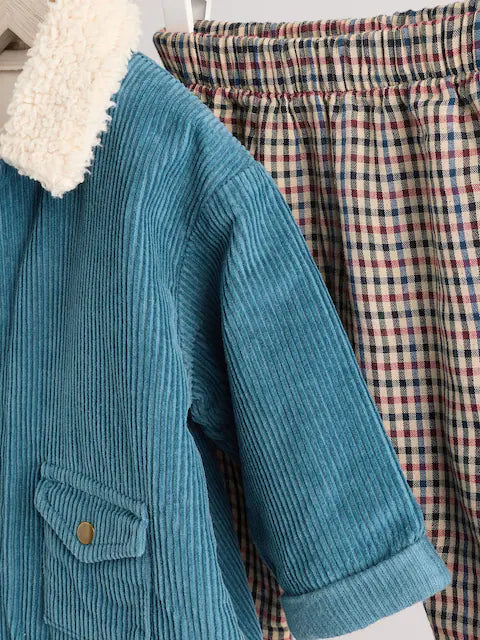 Teal Blue Baby Shirt And Trousers Set 3 Piece