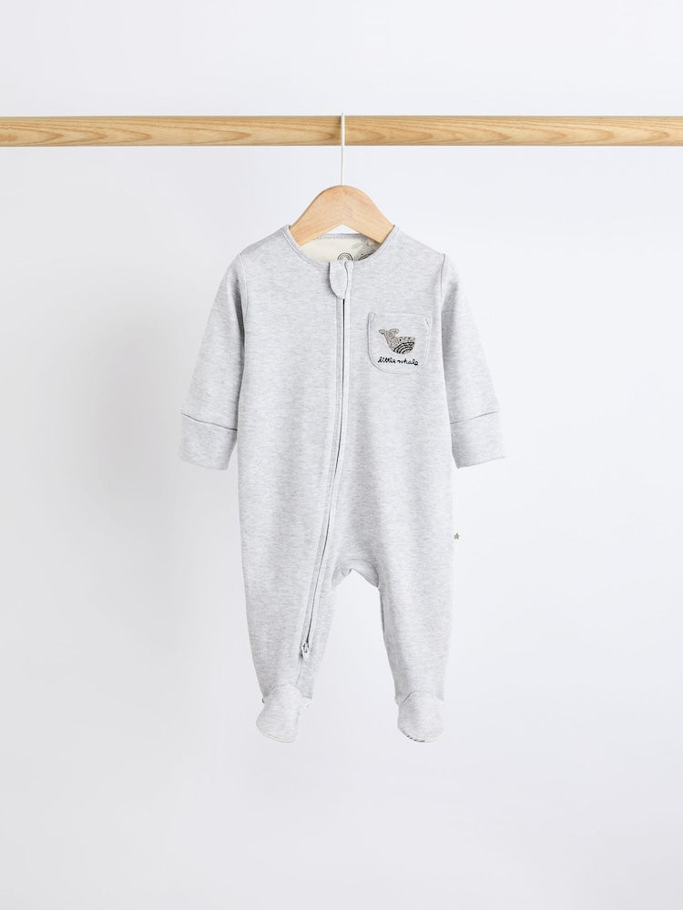 Whale Applique Zipper Sleepsuit 3 Pack