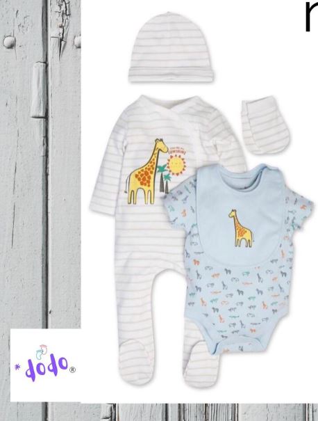 Brand M&Co Sleep-Suit, Bodysuit, Bib, Hat, Mittens 5 Pack Set