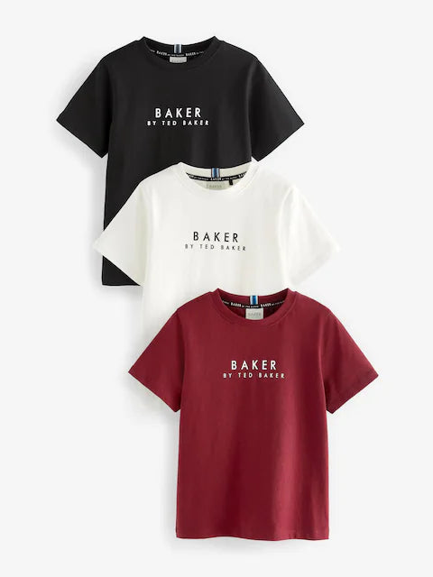 Baker by Ted Baker 3 Pack Black/Red/White T-Shirts