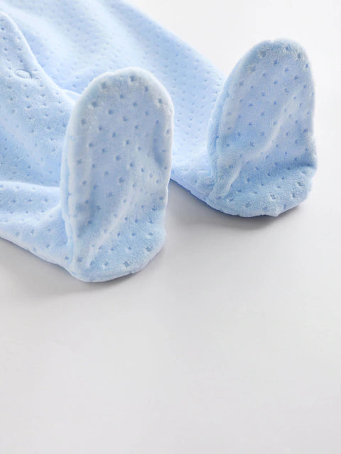 Pale Blue Teddy Bear Textured Baby Sleepsuit