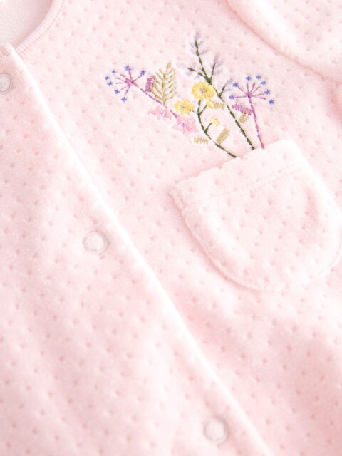 Pale Pink Baby Velour Sleepsuit
