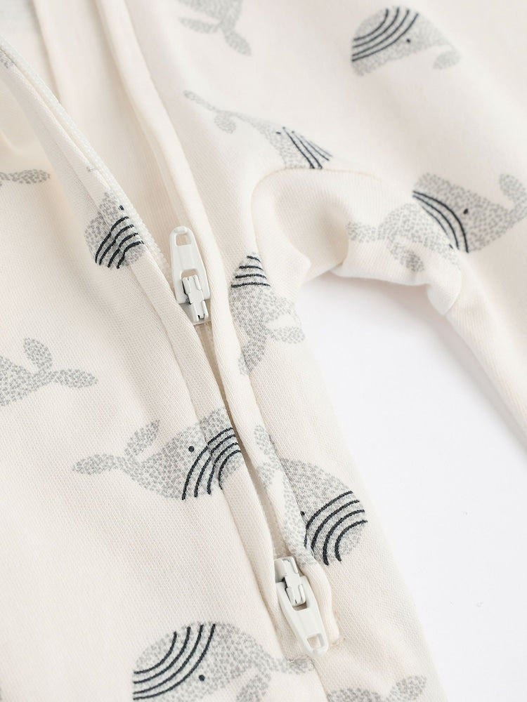 Whale Applique Zipper Sleepsuit 3 Pack