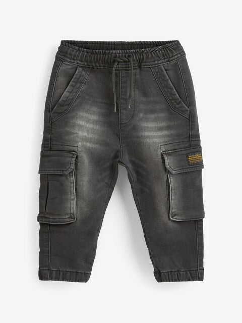 Black Denim Comfort Cargo Jeans