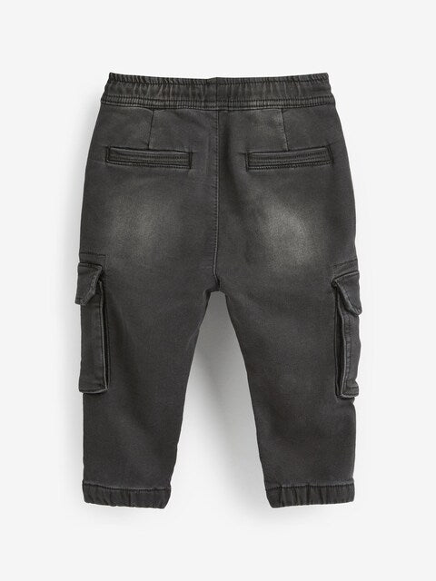 Black Denim Comfort Cargo Jeans