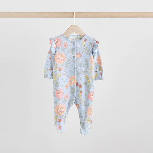 Blue Floral Sleepsuit 3 Pack