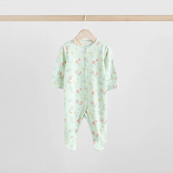 Blue Floral Sleepsuit 3 Pack