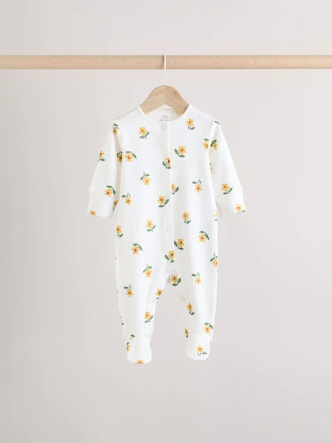 Green Floral Baby Sleepsuits 4 Pack