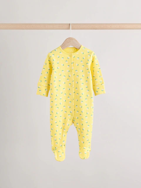 Green Floral Baby Sleepsuits 4 Pack