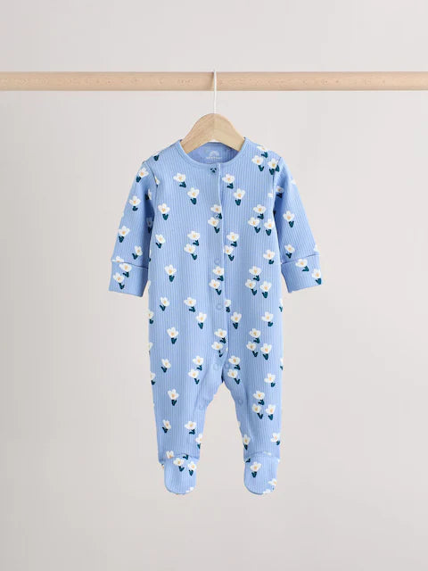 Green Floral Baby Sleepsuits 4 Pack