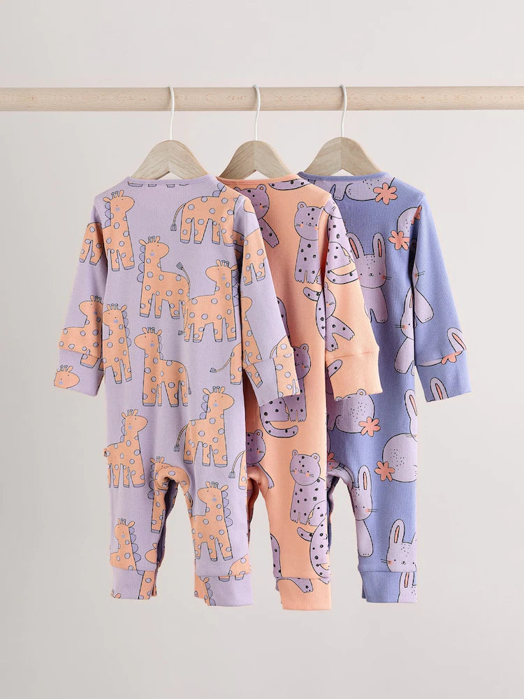 Lilac Purple Baby Footless Sleepsuits 3 Pack