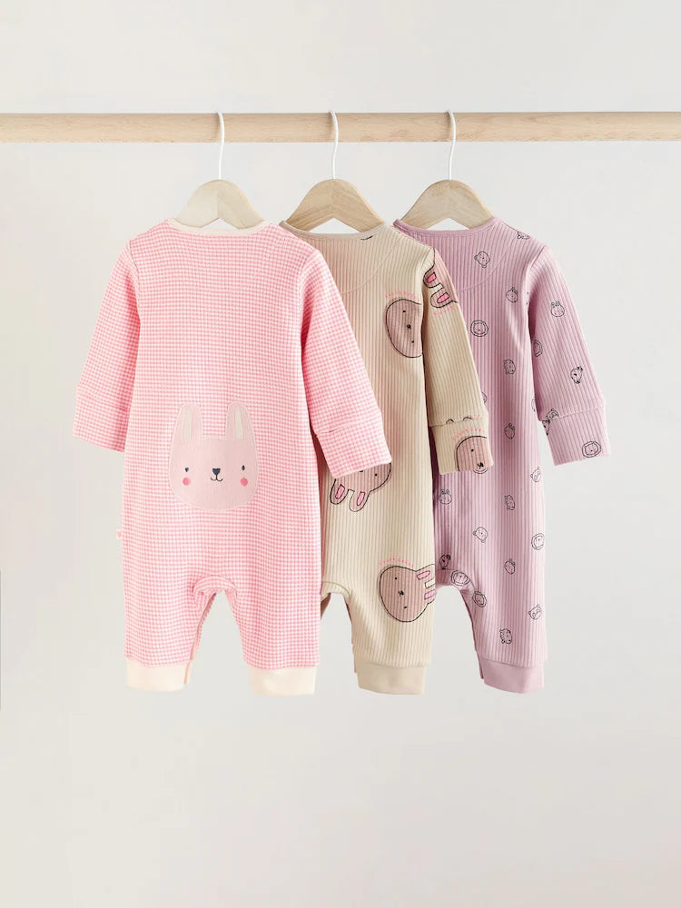 Pink Footless Sleepsuits 3 Pack