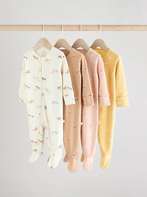 Multi Two Way Zip Sleepsuits 4 Pack