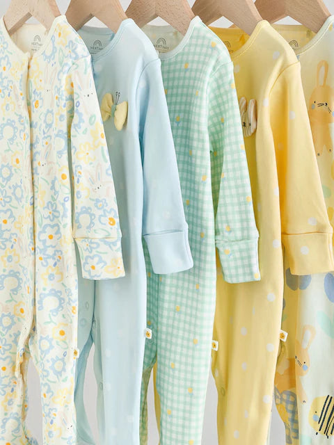 Yellow 5 Pack Sleepsuits