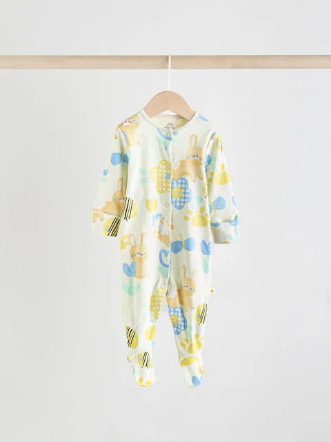 Yellow 5 Pack Sleepsuits