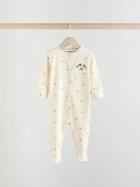 Blue/White Bunny 3 Pack Baby Sleepsuits
