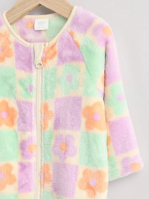 Purple Baby Zip Fleece Sleepsuit